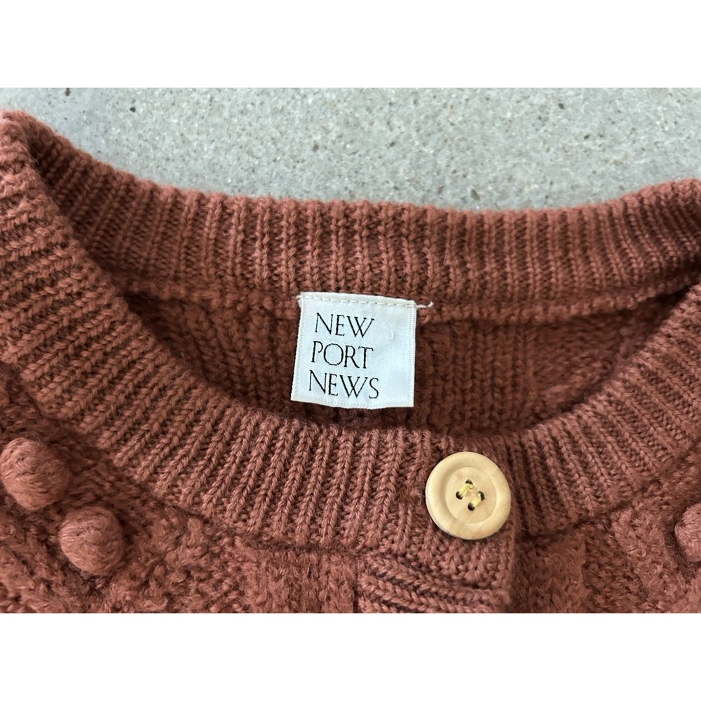 Vintage‎ Newport News 100% Wool Popcorn Sweater Cardigan Classic Clean Small - Picture 3 of 9
